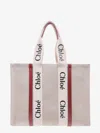 Chloé Linen Shoulder Bag With Logo Print. This Bag Is Made With Lower Environmental Impact Material