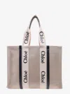 Chloé Linen Shoulder Bag With Logo Print. This Bag Is Made With Lower Environmental Impact Material