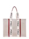 Chloé Linen Shoulder Bag With Logo Print. This Bag Is Made With Lower Environmental Impact Material