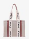 Chloé Linen Shoulder Bag With Logo Print.this Bag Is Made With Lower Environmental Impact Material