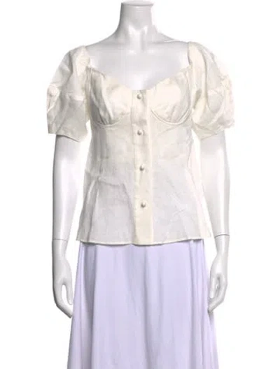 Pre-owned Chloé Linen Square Neckline Blouse In White