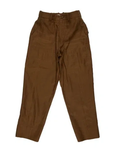 Pre-owned Chloé Linen Straight Leg Pants In Brown