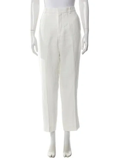 Pre-owned Chloé Linen Straight Leg Pants In White