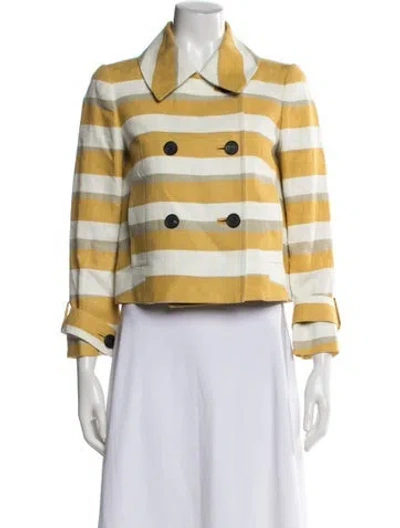 Pre-owned Chloé Linen Striped Blazer In Yellow