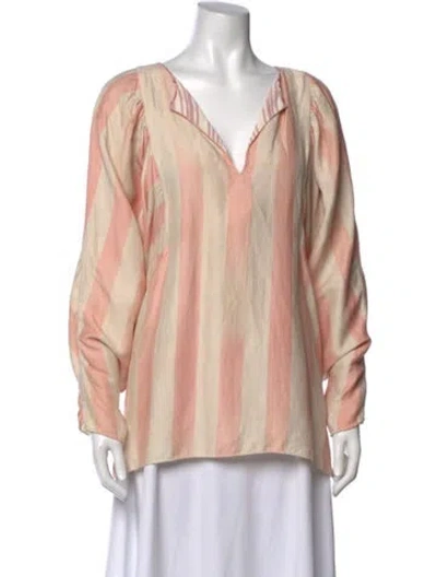 Pre-owned Chloé Linen Striped Blouse In Pink