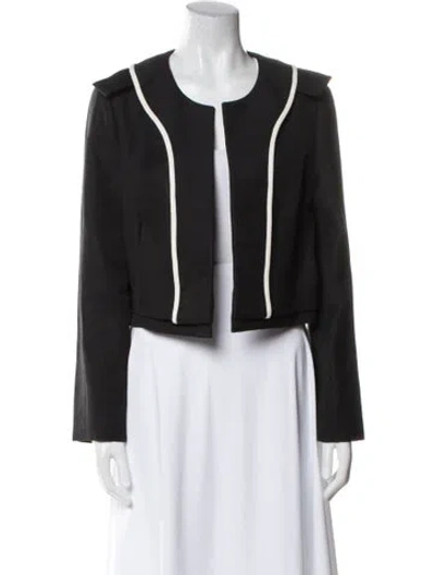 Pre-owned Chloé Linen Striped Evening Jacket In Black
