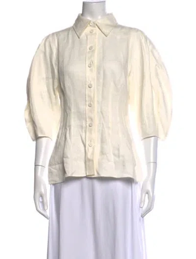 Pre-owned Chloé Linen Three-quarter Sleeve Blouse In Neutrals
