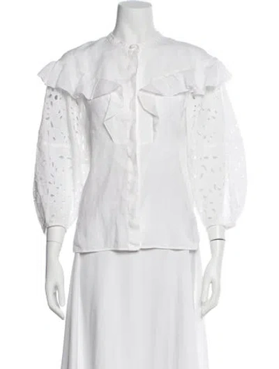 Pre-owned Chloé Linen Three-quarter Sleeve Blouse In White