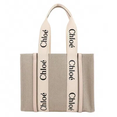 Chloé Linen Tote Bag In Pink
