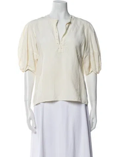 Pre-owned Chloé Linen V-neck Blouse In Neutral