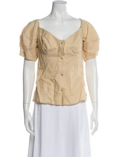 Pre-owned Chloé Linen V-neck Blouse In Neutral