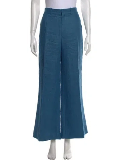 Pre-owned Chloé Linen Wide Leg Pants In Blue