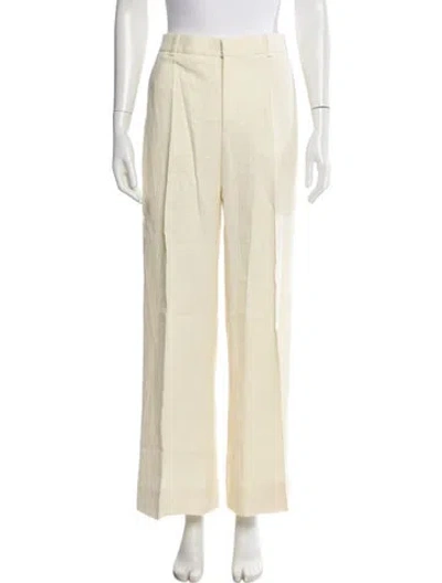Pre-owned Chloé Linen Wide Leg Pants In Neutral