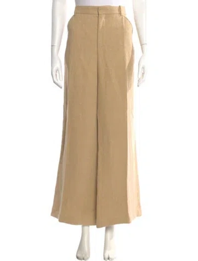 Pre-owned Chloé Linen Wide Leg Pants In Neutral