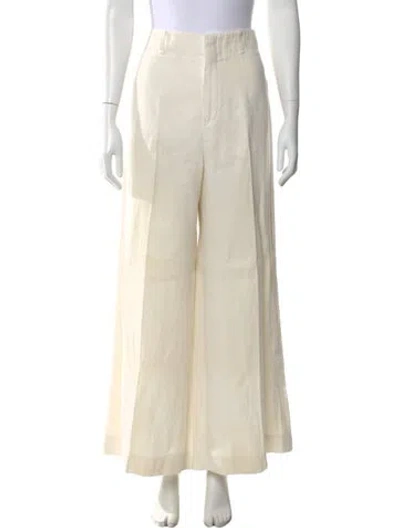 Pre-owned Chloé Linen Wide Leg Pants In Neutral