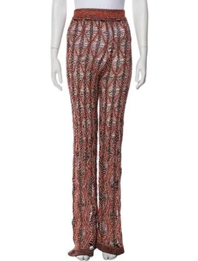 Pre-owned Chloé Linen Wide Leg Pants In Red