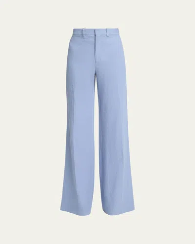 Chloé Linen Wide-leg Trousers In Blue