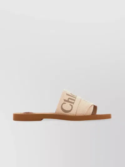 CHLOÉ LINEN WOODY SLIDES & FLIP FLOPS