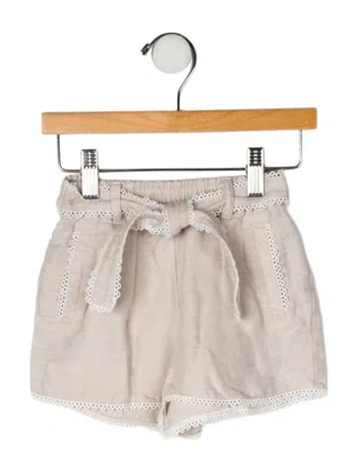 Pre-owned Chloé Babies' Linen-cotton Blend Shorts In Neutral