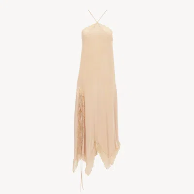 Chloé Robe Lingerie Licou En Soie Femme Brun Taille 38 100% Soie In Brown