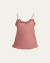 Chloé Lingerie Tulle Ruffle-trim Silk Camisole In Woodrose