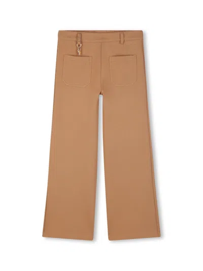 Chloé Kids' Little Girl's & Girl's Cotton-blend Trousers In Brown