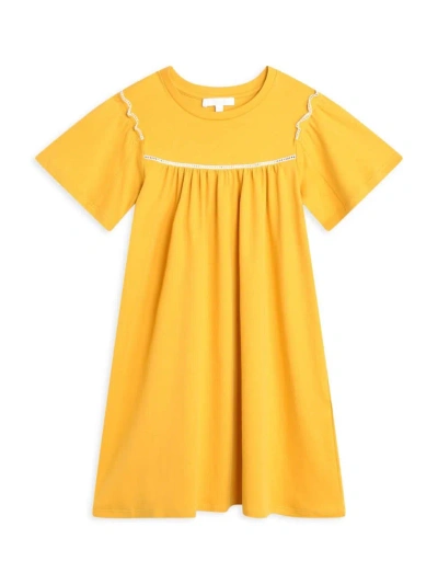 Chloé Little Girl's & Girl's Embroidered Trim Cotton Dress In Gold