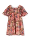 Chloé Kids Floral Ruffled Cotton And Silk Dress In Multi