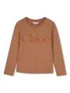 Chloé Logo-print Long-sleeve T-shirt In Brown