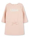 Chloé Chloe Girls Logo-appliqued Cotton Dress In Pink