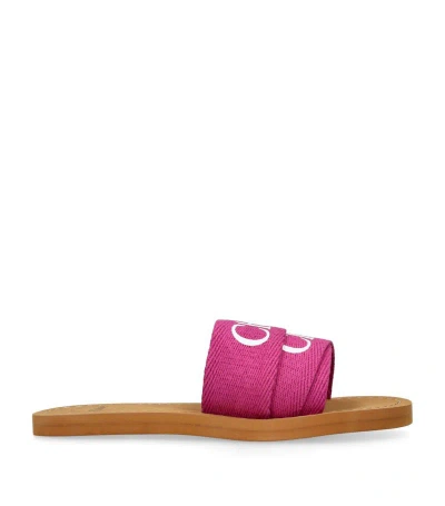 Chloé Logo Aqua Slides In Pink
