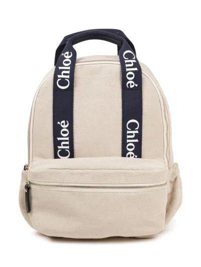 Chloé Kids' Logo Backpack In Neutrals