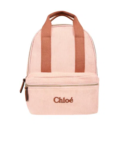 Chloé Logo Backpack In Nude
