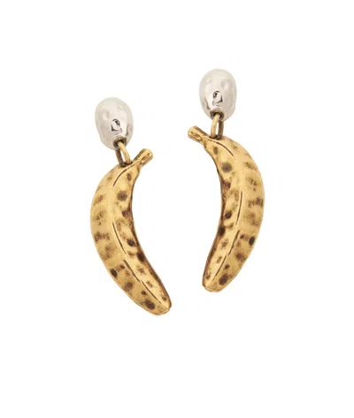Chloé Logo Banana Earrings In Yellow