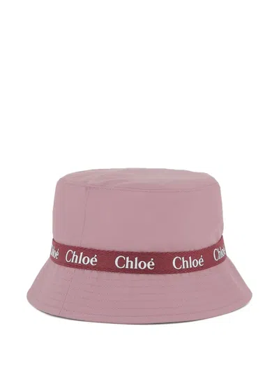 Chloé Logo-band Bucket Hat In Pink