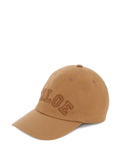 Chloé Logo Embroidered Adjustable Bucket Hat For Women In Brown