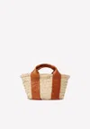Chloé Logo Beach Bag In Leather And Raffia In Beige