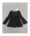 Chloé Square Neckline Flared Sleeves Sheer Overlay Embroidered In Black