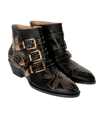 Chloé Chloe Women Embellished Nappa Leather Susanna Ankle Boots In Black