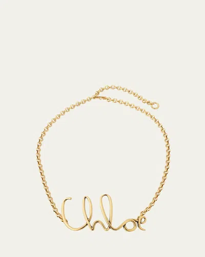 Chloé Logo Brass Chain Belt In Vintage Go