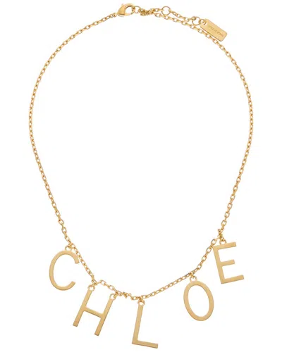Chloé Chloe Logo Brass Necklace