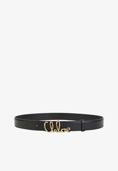 CHLOÉ LOGO-BUCKLE LEATHER BELT