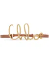 Chloé Womens Chloe Script-hardware Leather Belt Clay Brown In Brown