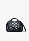 Chloé Cage Leather-trimmed Studded Rubber Shoulder Bag In Black