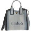 Chloé Logo Canvas Tote In Moonlight Blue