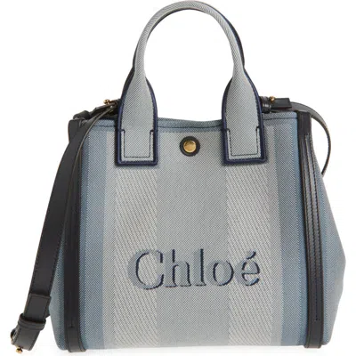 Chloé Logo Canvas Tote In Moonlight Blue