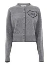 Chloé Fitted Cardigan With Logo In Wool And Cashmere Knit In Gray