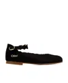 Chloé Scalloped-edge Ballerina Leather Shoes In Black