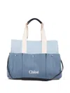 Chloé Logo-embroidery Changing Bag In Blue