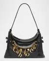 Chloé Logo Charm Hobo Bag In Shiny Leather